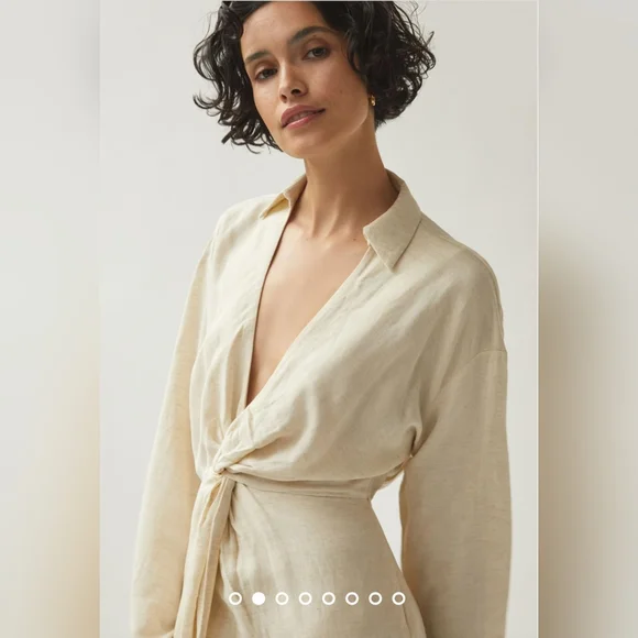 Anthropologie V-neck knot Front Midi Dress - Picture 3 of 13